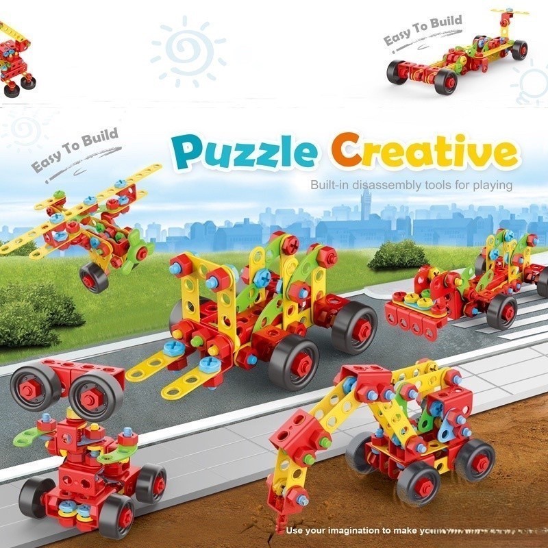 (Preloved) 3D STEM Building Blocks Children Electric Drill Toy Set ...