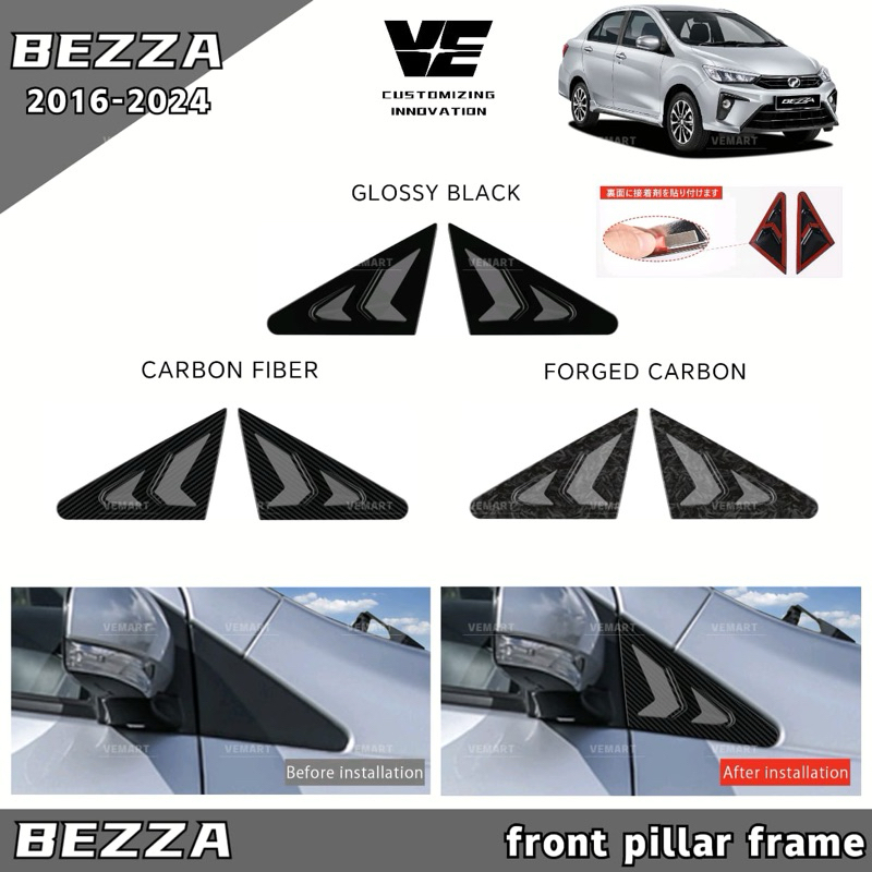 Vemart perodua bezza 2016-2024 car front pillar frame cover garnish ...