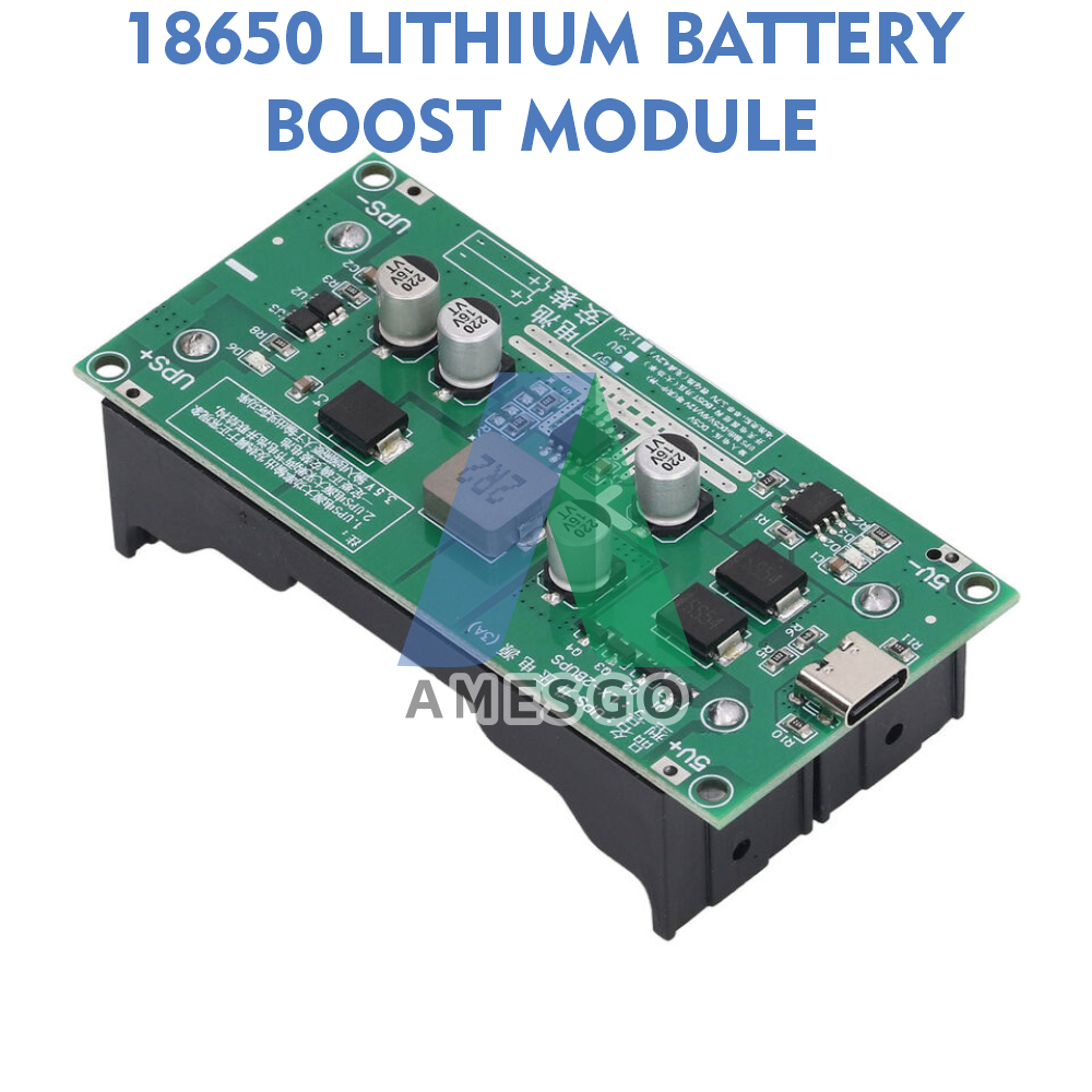 Amesgo High Power 18650 Lithium Battery Boost Module 5V/12V Charging ...