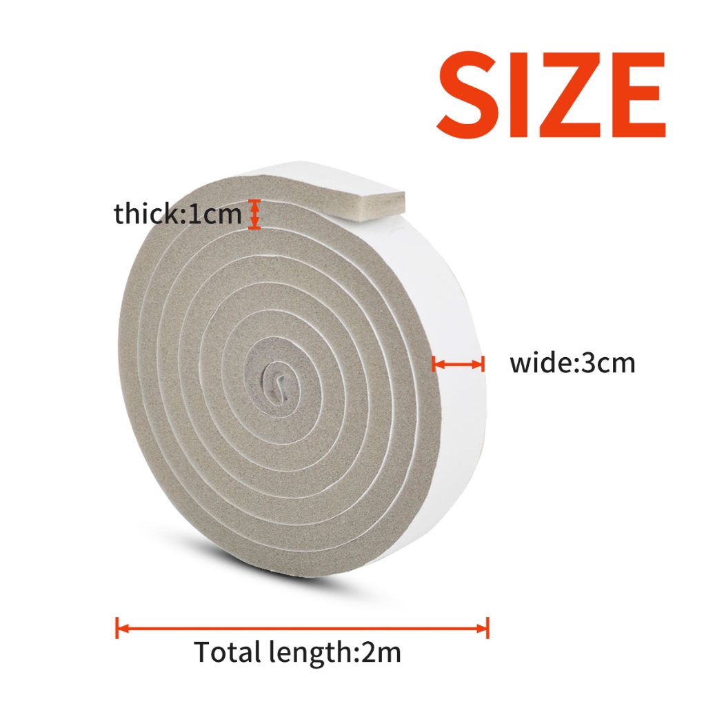 2M Sponge Door Window Sealing Strips 1CM Thick Foam Weatherstrip ...