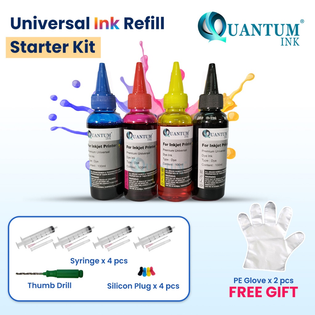 STARTER KIT Universal Inkjet Printer Refill Ink STARTER KIT for HP ...