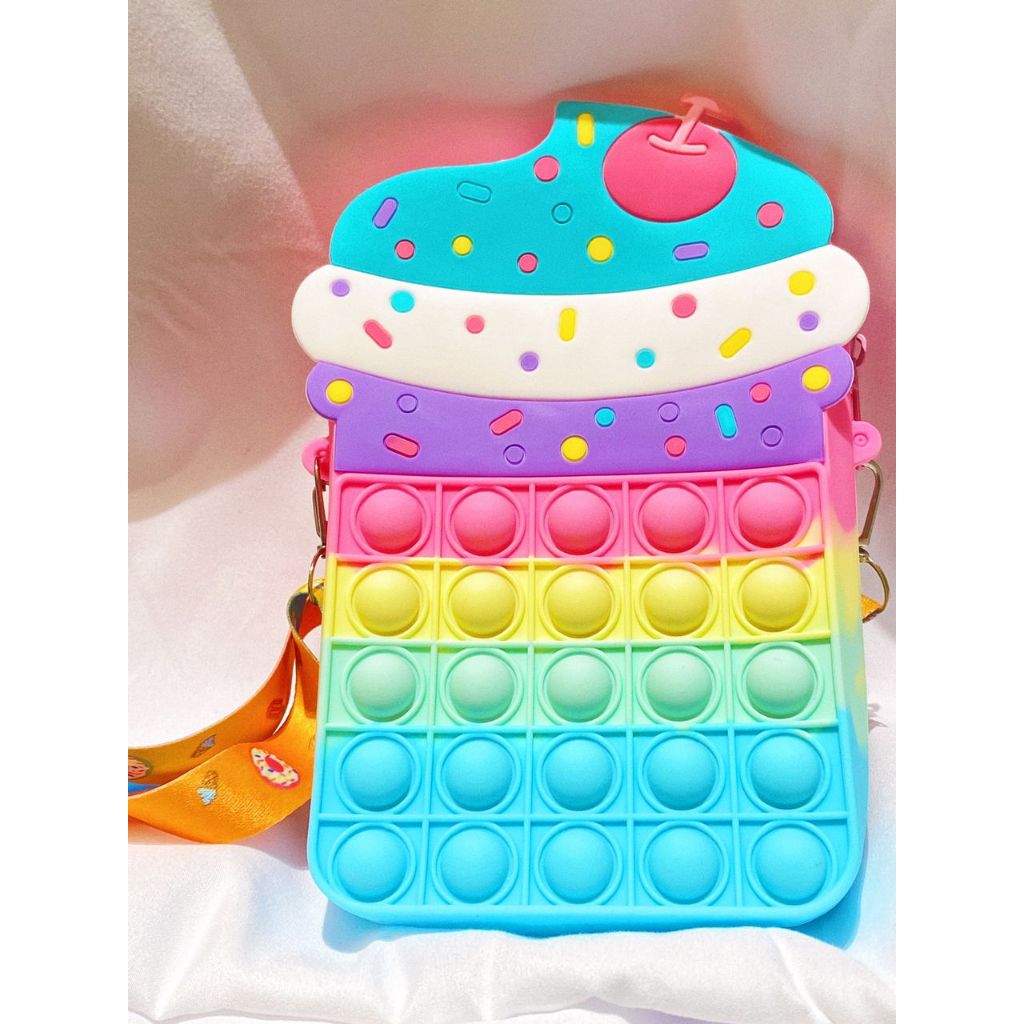 Cute Rainbow Colors Pop It Bag Coin Purse, Shoulder Bag with Strap for ...