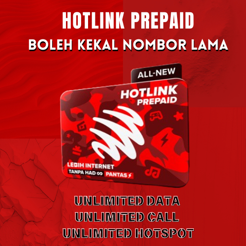 Hotlink Prepaid Simkad Unlimited data Unlimited call Unlimited hotspot ...