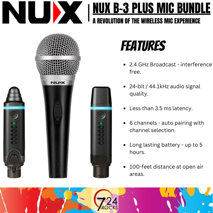 NUX B3PLUS Digital 2.4GHz Wireless Microphone System Bundle