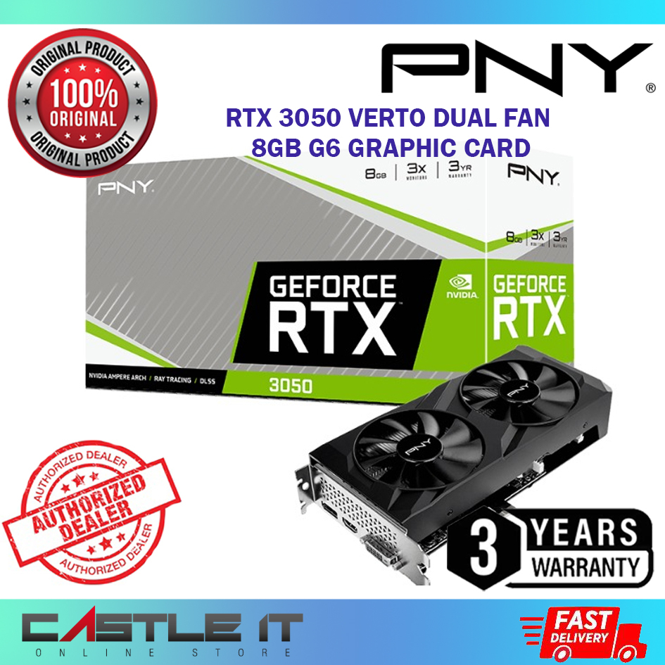 PNY RTX 3050 VERTO DUAL FAN 8GB GDDR6 Nvidia GeForce RTX3050 8G D6 GPU ...