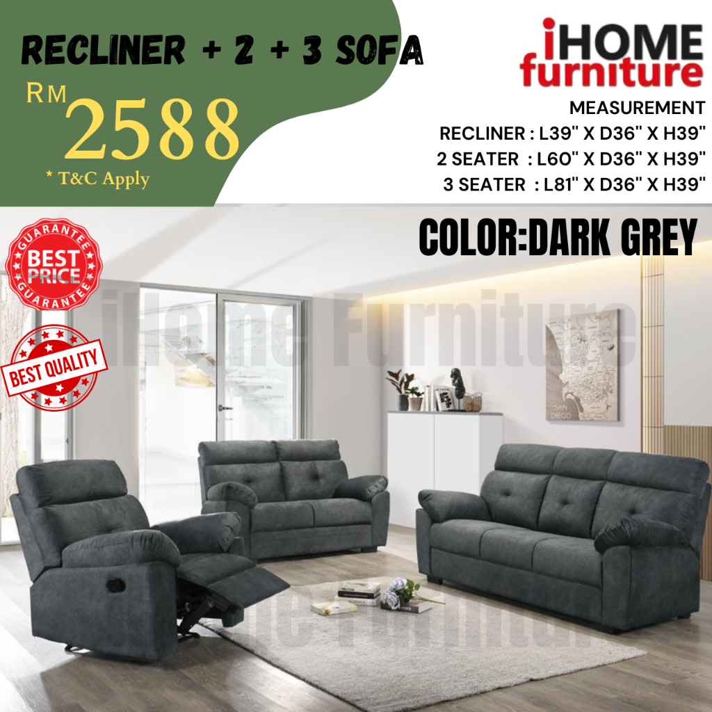iHOME FURNITURE SABAH 🔥READY STOCK🔥PREMIUM RECLINER + 2 + 3 SEATER SOFA