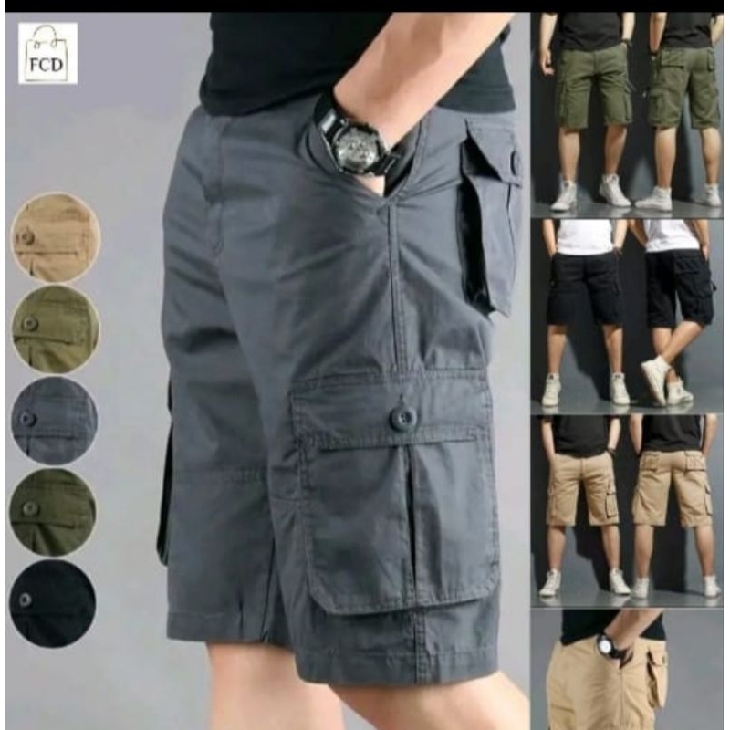 Men's 6 pockets Cargo Short casual Pants Seluar Pendek Lelaki (28-40 ...