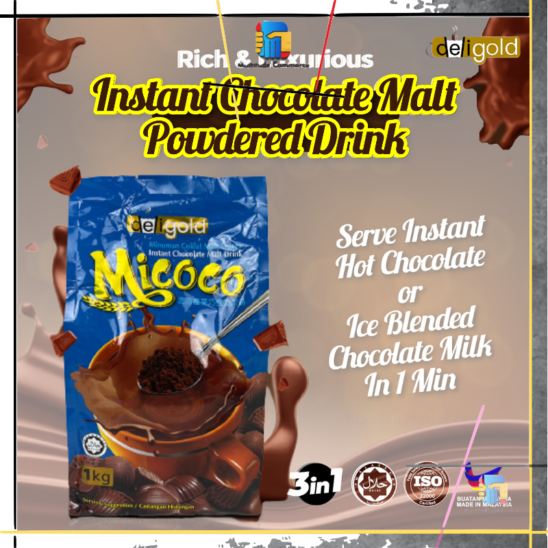 Deligold Micoco Instant Chocolate Malt Drink (1kg) Minuman Coklat Malt ...