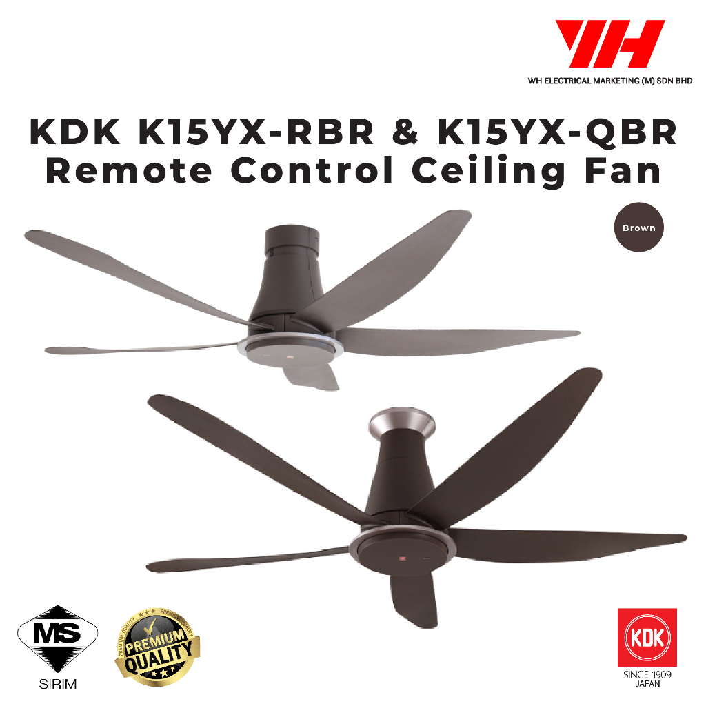 KDK Ceiling Fan K15YXRBR / K15YXQBR 5Blade Remote Control Dc Motor