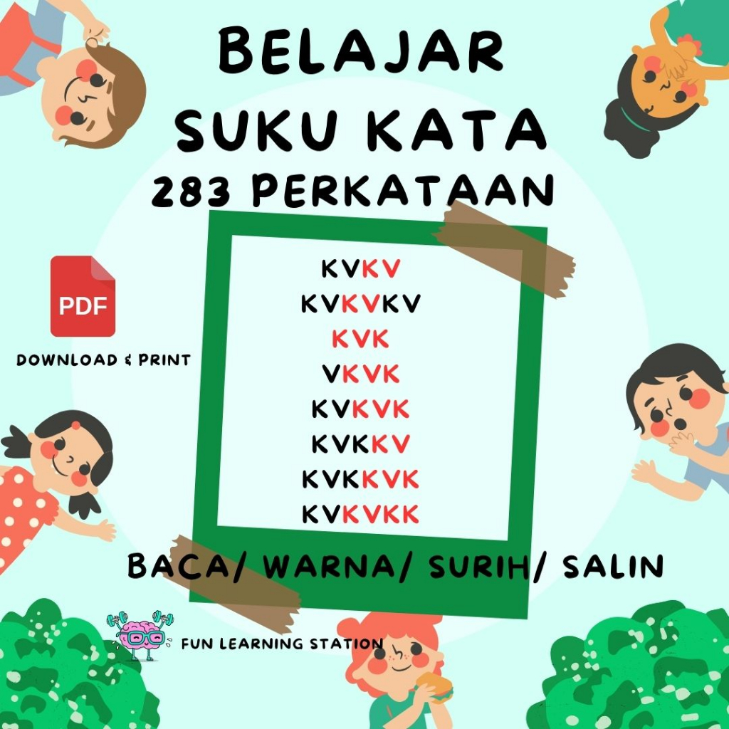 504 (PDF) Belajar Suku Kata I Latihan Bahasa Melayu I Surih Dan Warna ...