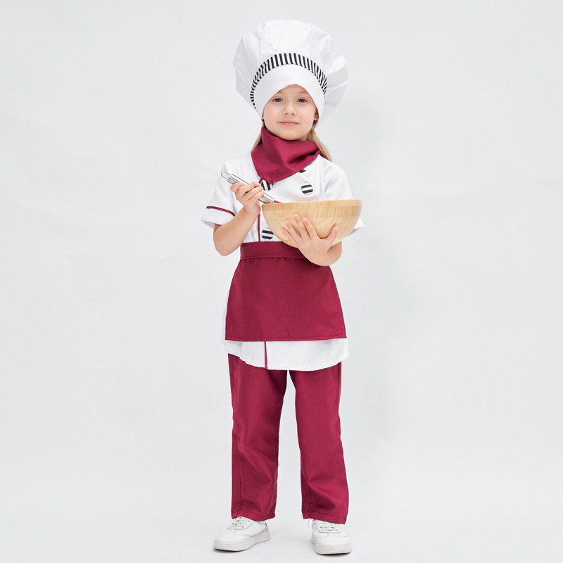🇲🇾 Baju Chef Kids Uniform KanakKanak Costume Kitchen Apron Kerjaya