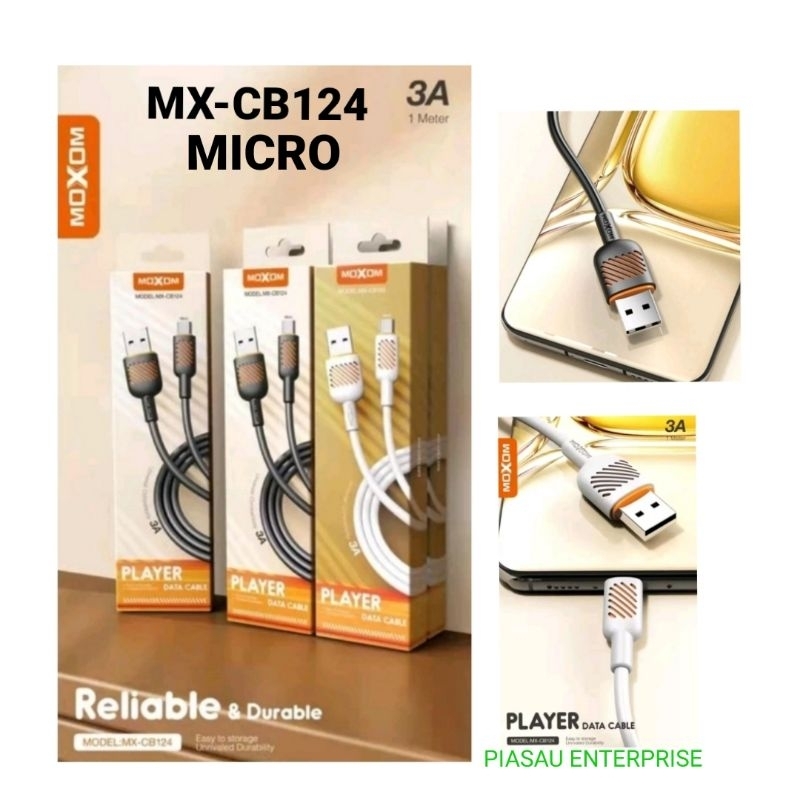 [PE] MOXOM MX-CB124 Micro Player Data Cable 3A | Shopee Malaysia