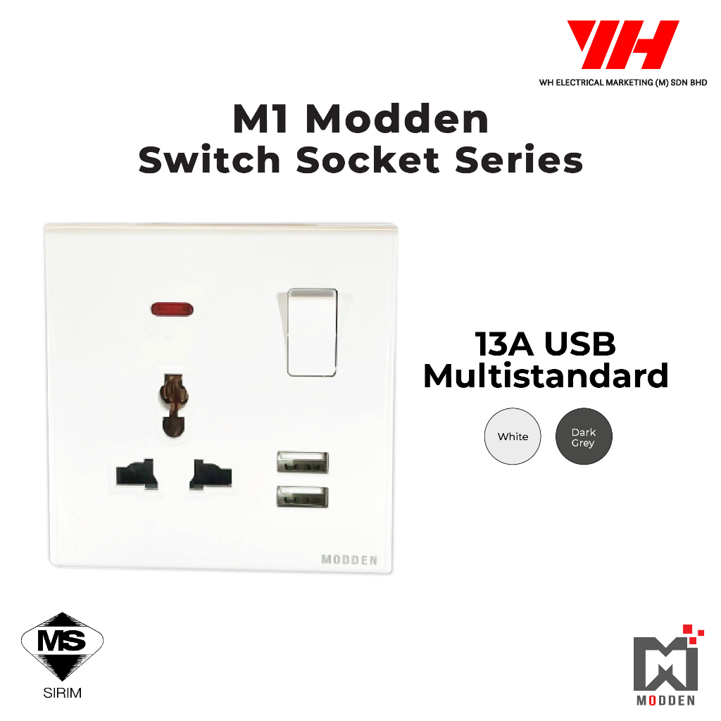 MODDEN M1 13A USB/ Dimmer Switch / 45A / 20A 2Way / Cat5 / Cat6
