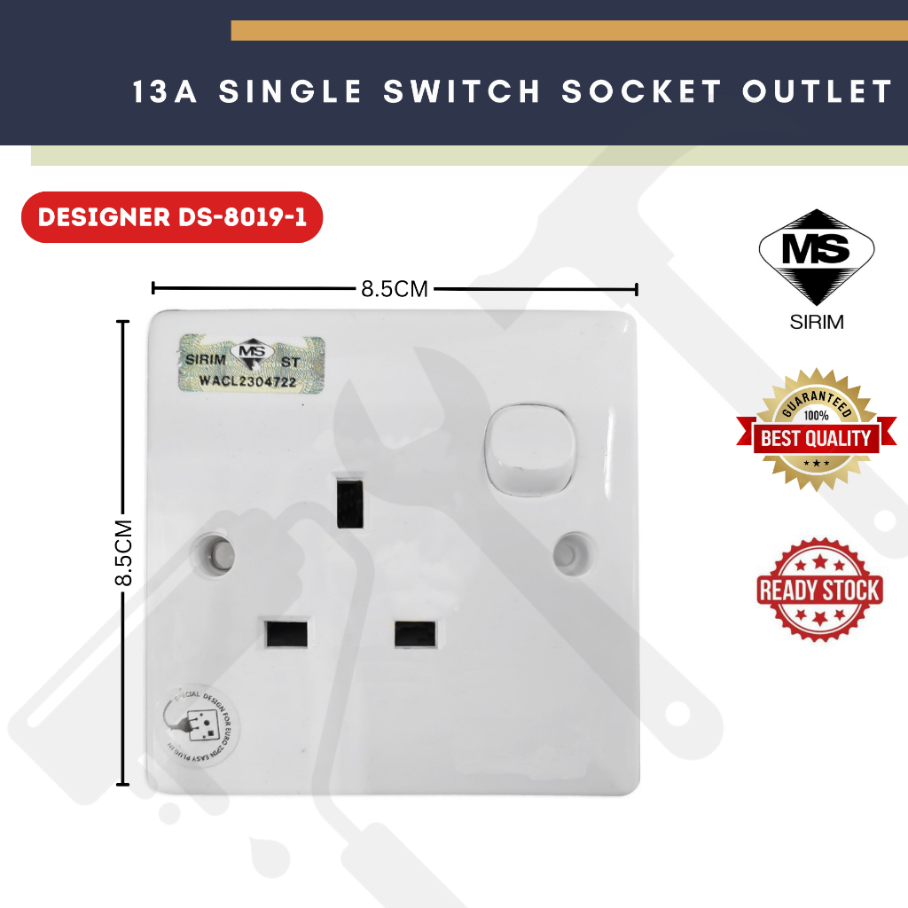 [SIRIM APPROVED] UMS SP2913A One Gang Switch Socket Outlet DESIGNER DS