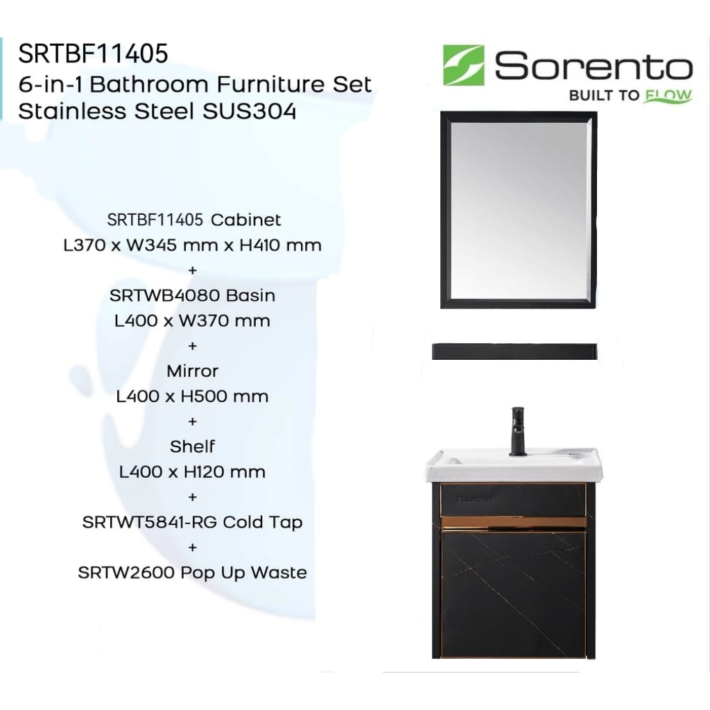 Sorento Stainless Bathroom 6 in 1 Basin Cabinet Set ( SRTBF11405 ...
