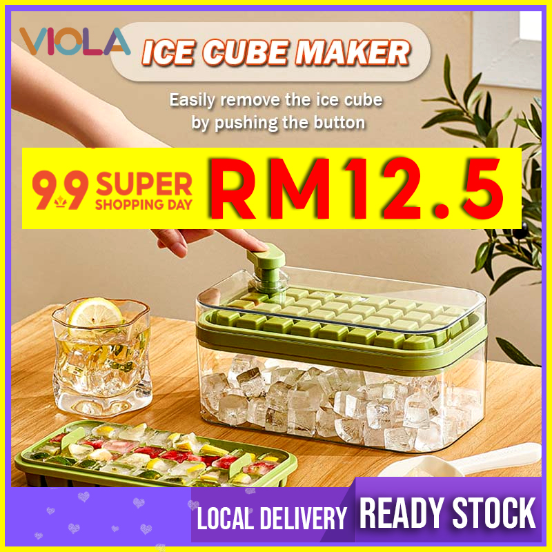[LATEST] 64 Holes Ice Cube Tray Silicone Ice Mould Box Safety Jelly