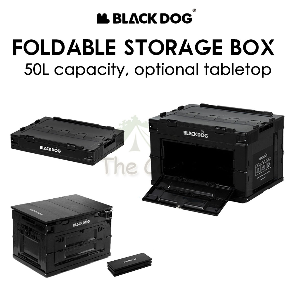 Blackdog Camping Folding Storage Box 50L Foldable Multipurpose Black