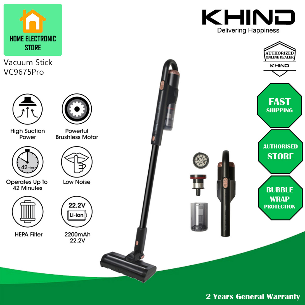 Khind Cordless Vacuum Cleaner VC9675PRO 2 in 1 Handheld Vacuum Bagless
