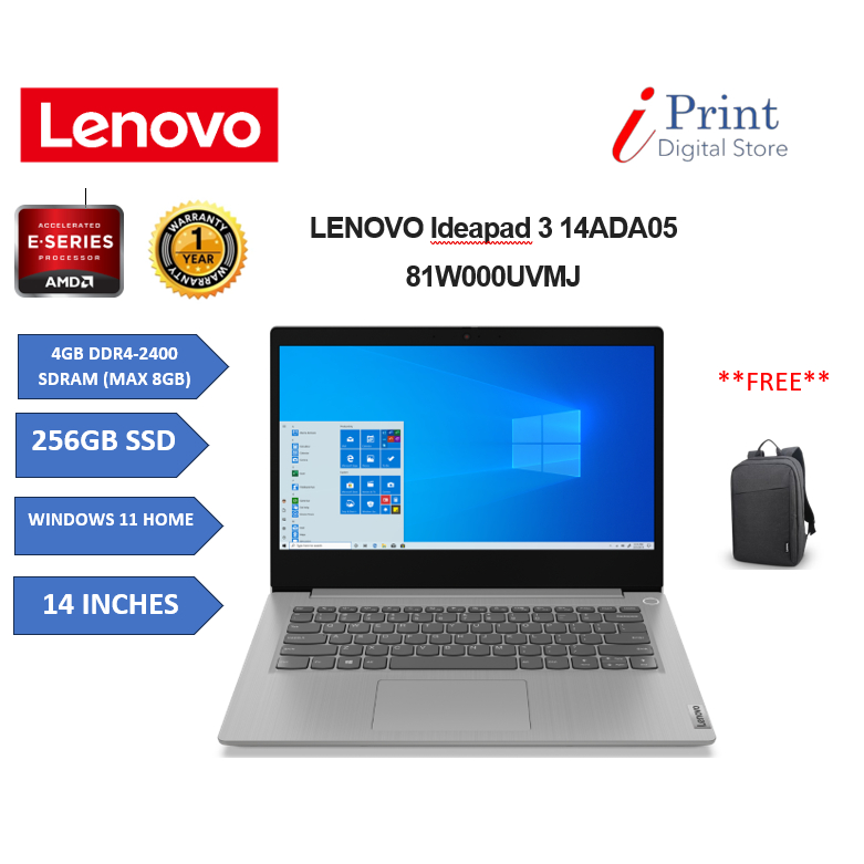 LENOVO IDEAPAD 3 14ADA05 81W000UVMJ [ AMD 3020E PROCESSOR /4GB RAM ...