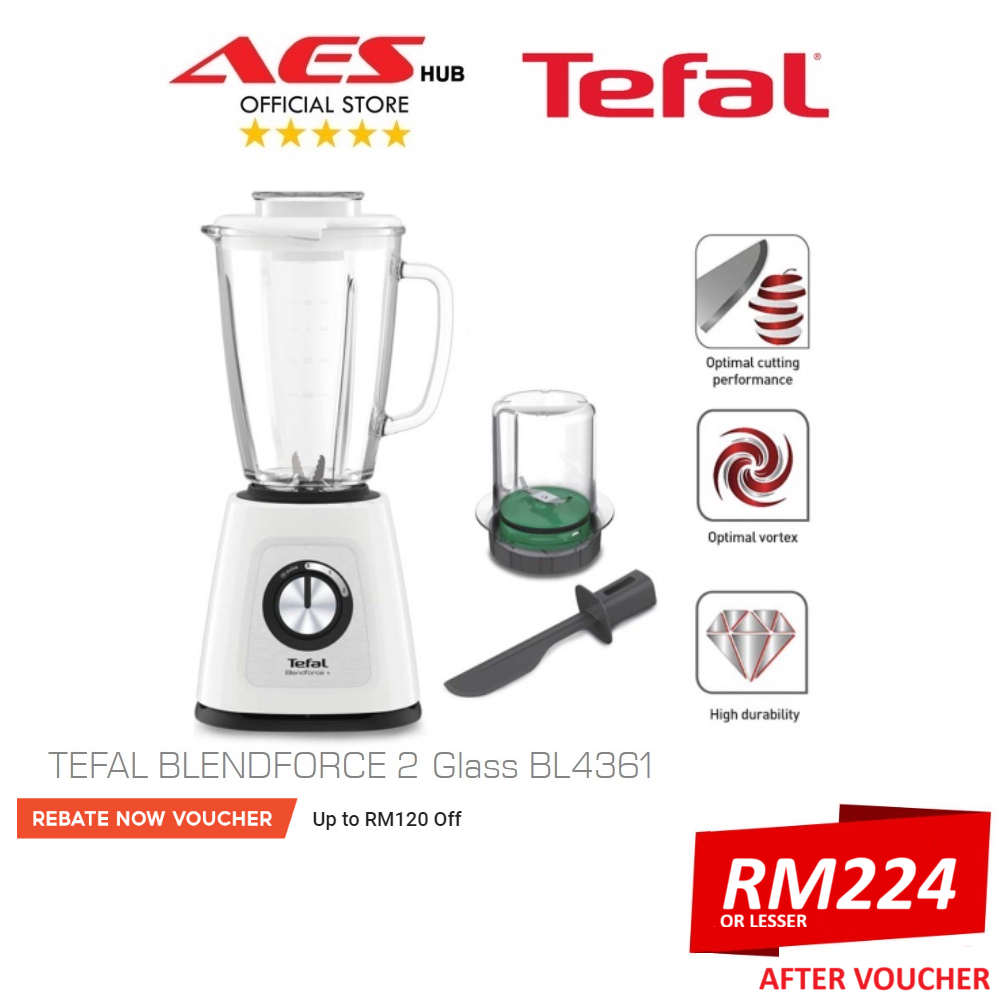 Tefal BLENDFORCE 2 Glass Jar Hygienic Glass Jug High Speed Blender 1.75L 800W BL4361 BL436165