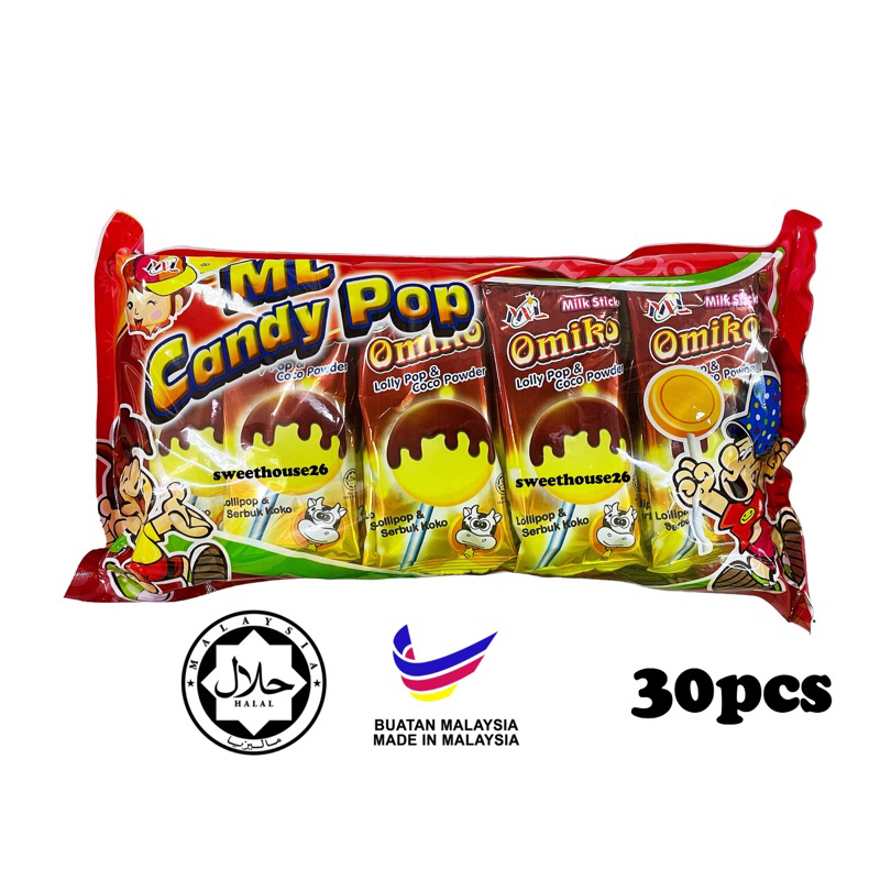 Omiko Candy Pop lollipop with cocoa powder 30pcs | Shopee Malaysia