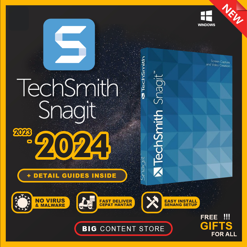 TechSmith Snagit 2024 v24 💯 EASY INSTALL SOFTWARE 💯 LIFETIME PREMIUM 💯 FAST DELIVERY 💯 SAFE