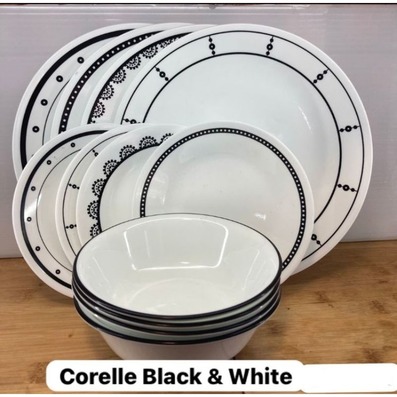 Corelle Black & White - Mix & Match 12pcs | Shopee Malaysia