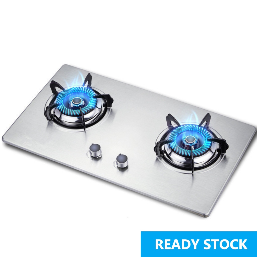 SUKINBO 8.5KW Stainless Steel Double Burner Dapur Gas Liquefied Gas
