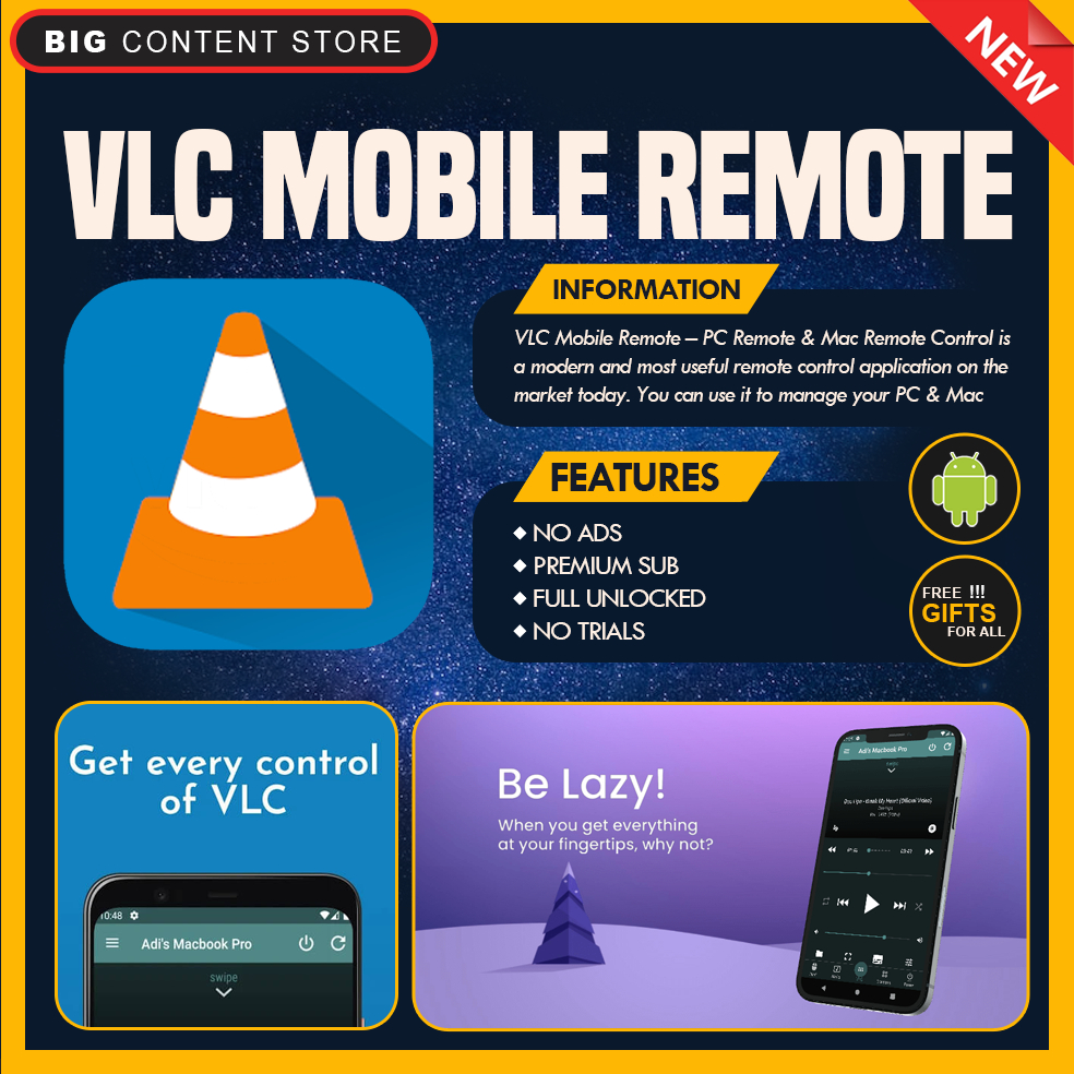 VLC Mobile Remote MOD Apk for Android🔥 Lifetime Premium Modded to Pro