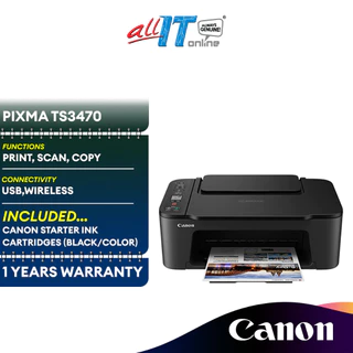 Canon PIXMA TS3470 Inkjet Printer Compact Wireless All-In-One Low-Cost Printer Similar with MG3670 E470 2776 2777