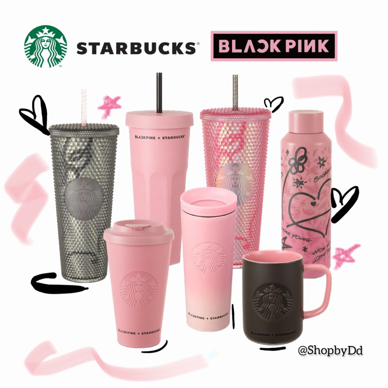 その他 Tumbler blackpink x starbucks original NEW Starbucks X Blackpink Group Cooperation Pink&Black