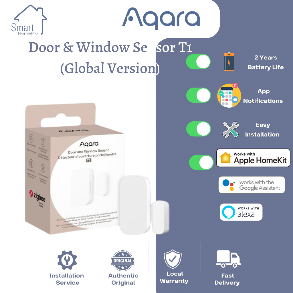Aqara Window Door Sensor T1 works with Apple HomeKit | Shopee Malaysia