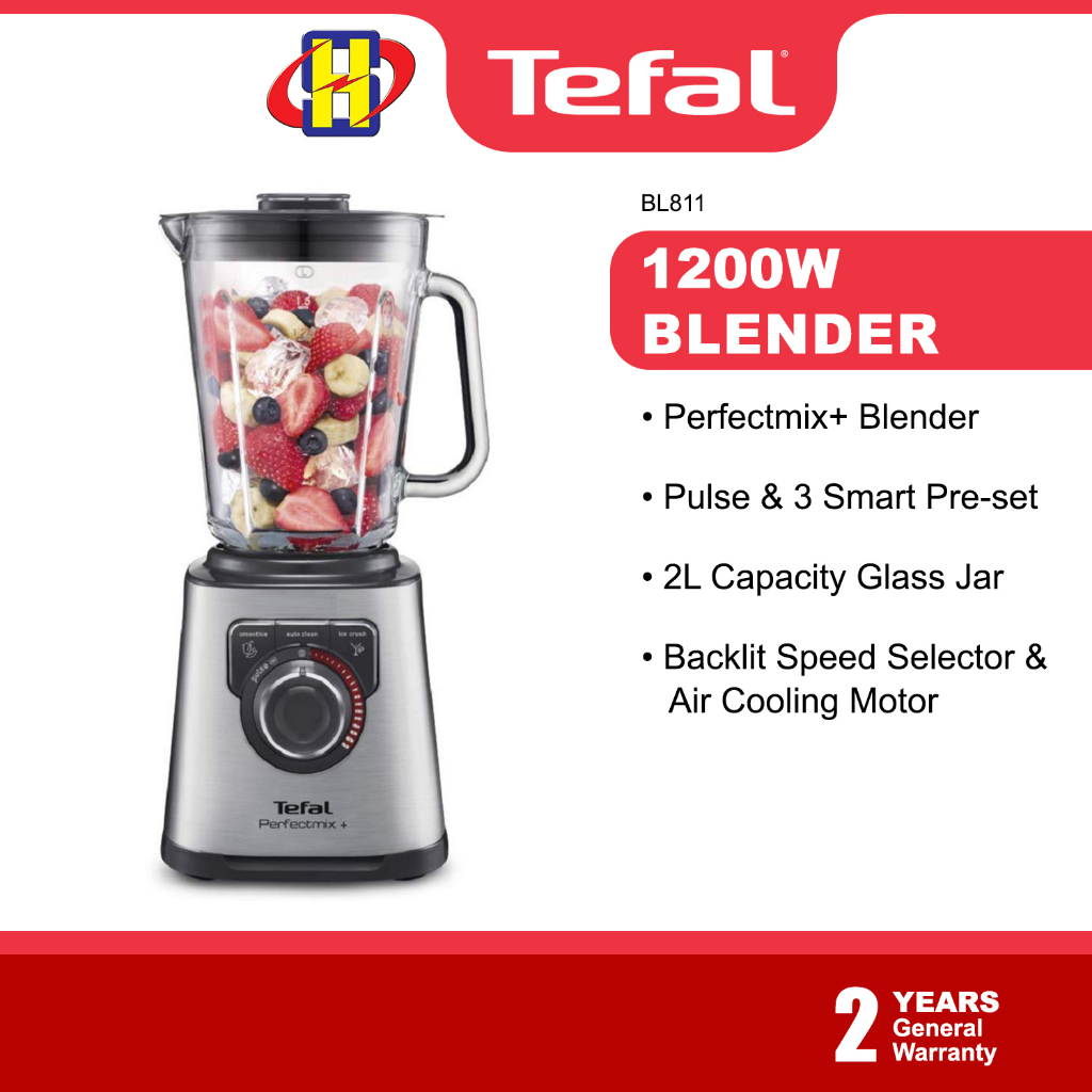 Tefal Blender (2L/1200W) 3 Smart Preset Pulse Glass Jar Backlit Air