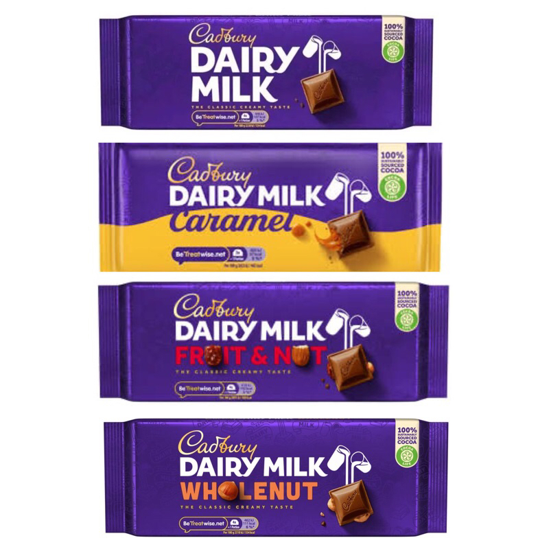 Cadbury Dairy bar Milk Chocolate / Fruit & Nut / Caramel / Wholenut