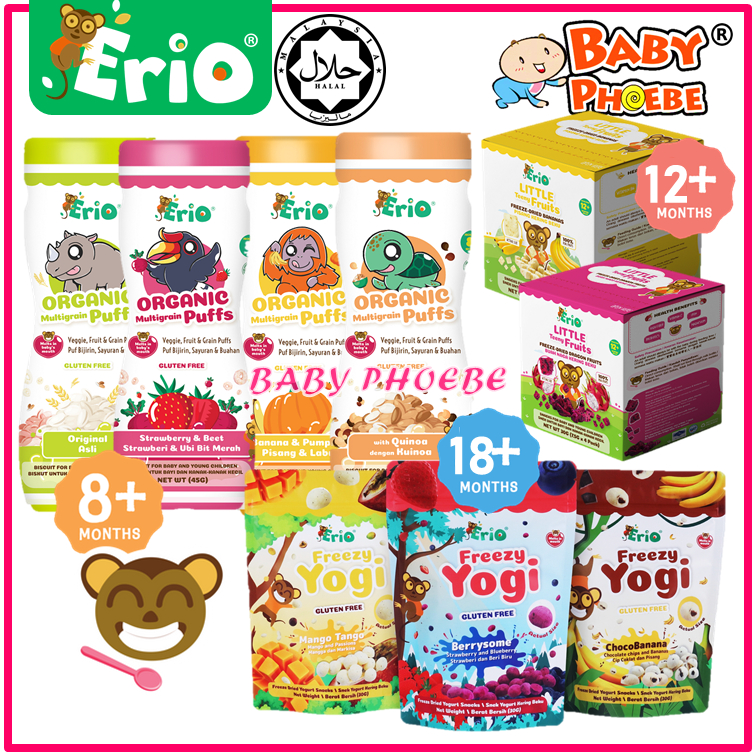 Erio Baby Organic Multigrain Puffs/Little Teeny Fruits Freeze Dried ...