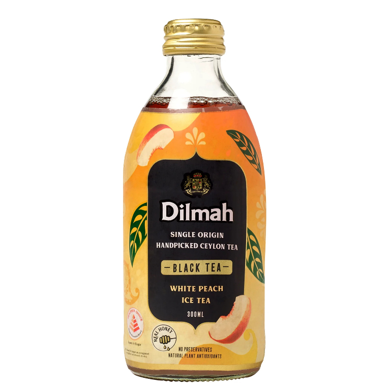 Dilmah Ready to Drink Black Tea White Peach Ice Tea, 300ml (Assorted