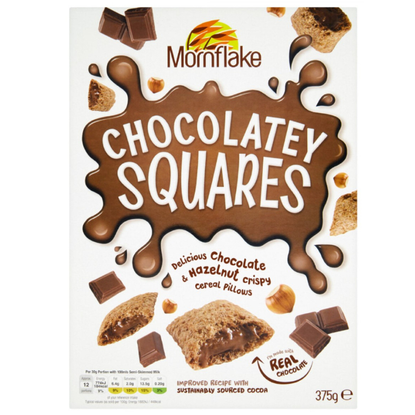 Mornflake Chocolatey & Hazelnut Crispy Squares Cereal Pillows, 375g Shopee Malaysia