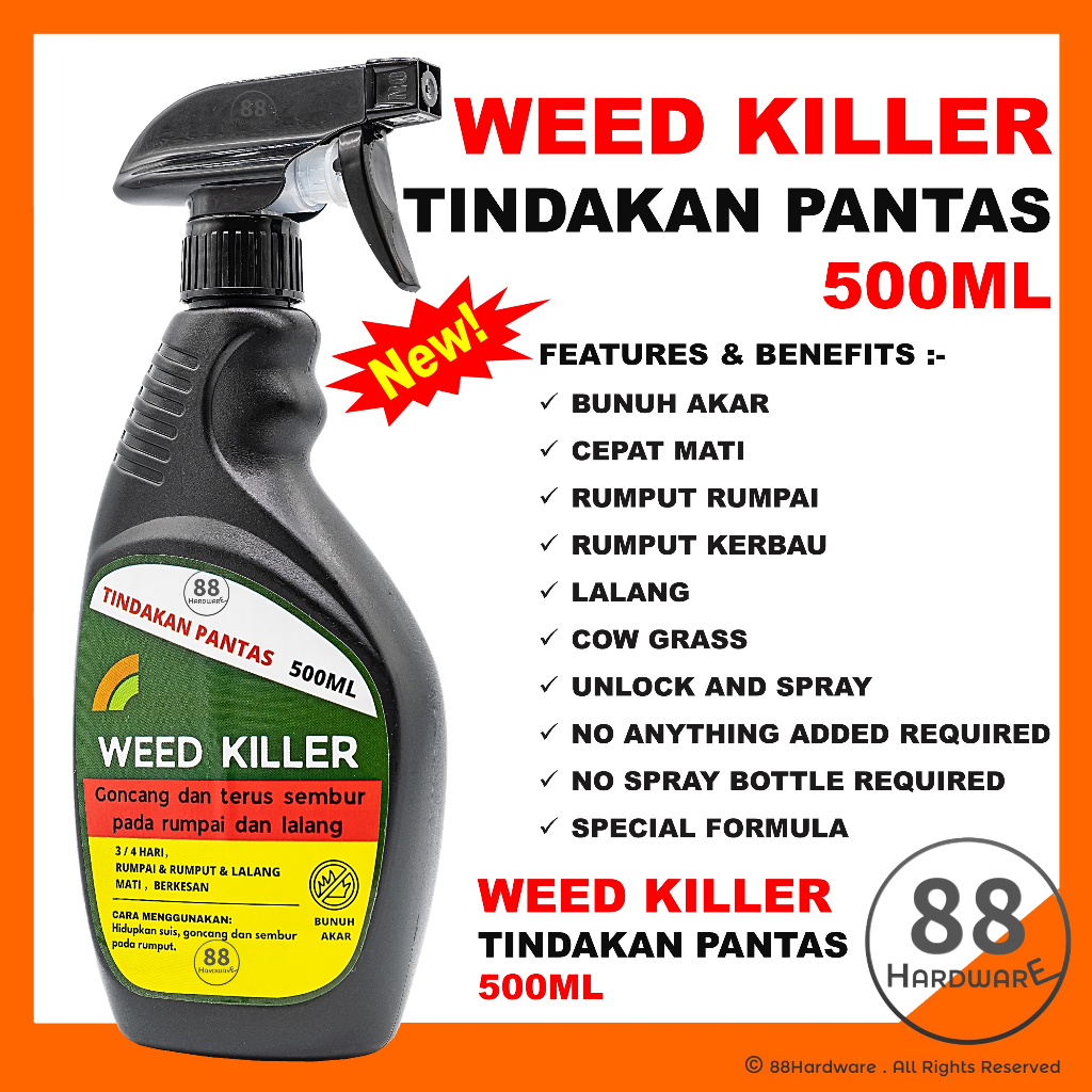500ML WEED KILLER spray / racun rumput roundup / racun rumput rampai ...