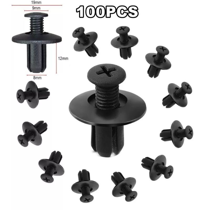 (Fender Clip) 100pc 8mm Proton Hyundai Car Hole Plastic Rivets Fender ...