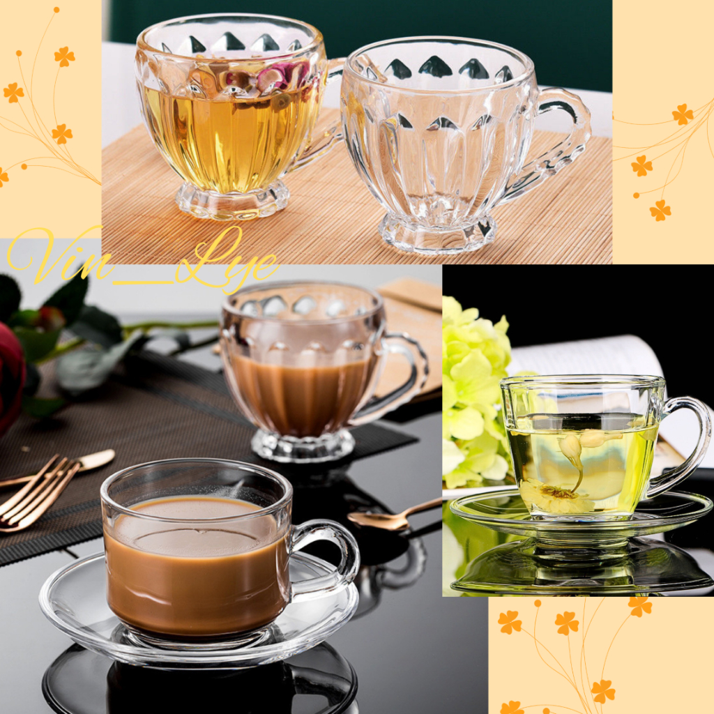 Glass Cup With Saucer Transparent Thick Glass Coffee Cup Tea Latte