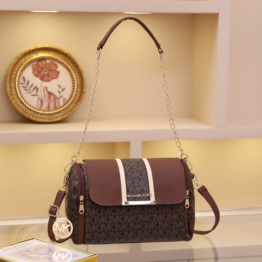 MK Large Capacity Handbag Women Sling Bag With Gold Chain Strap Design
