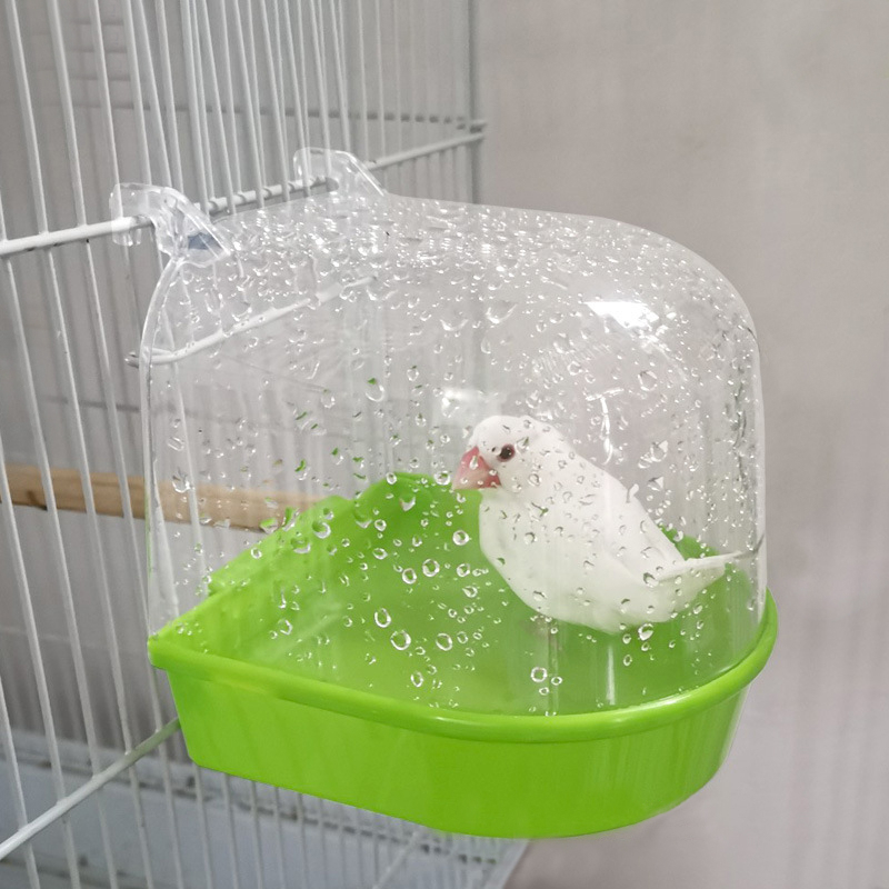 Hanging Parrot Shower Bird Bathtub Cube Parrots Transparent Bath Box