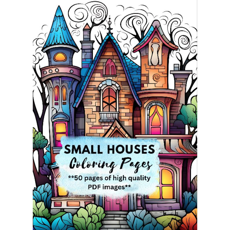 Cute Small House Coloring Pages for kids and adults - High Quality PDF ...