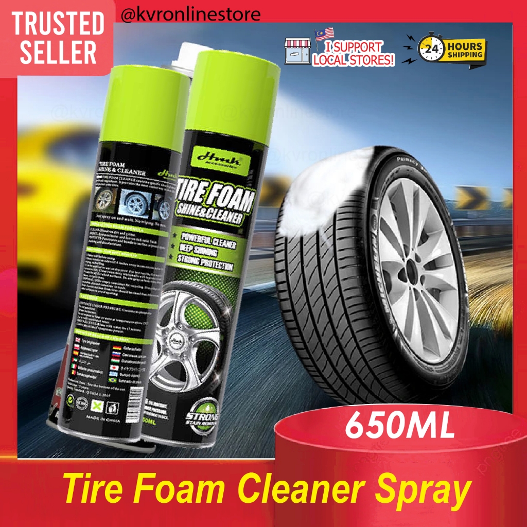 650ml Tire Foam Shine & Cleaner Spray Tyre Protection Gloss Cleaning ...