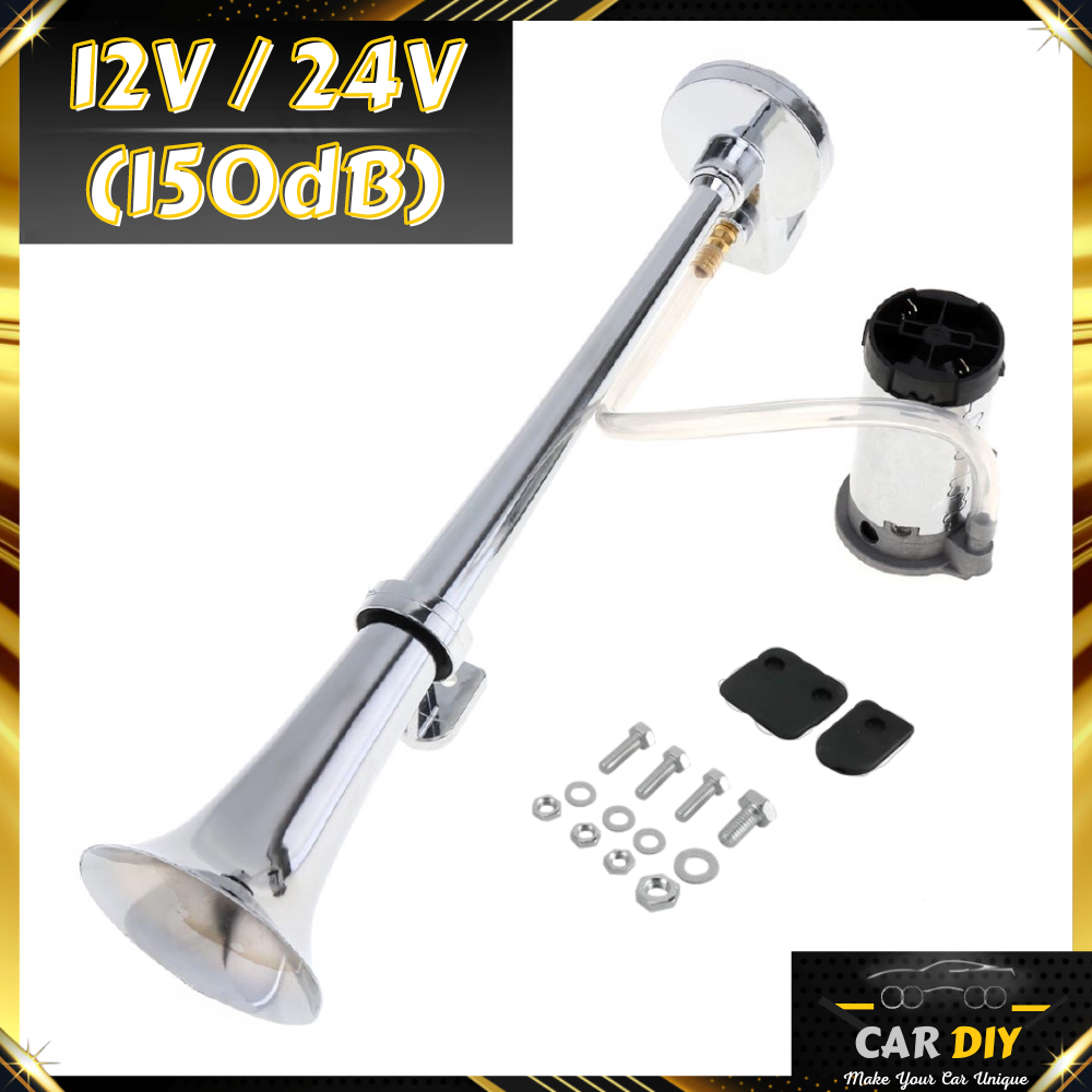 CAR DIY 12/24V Car Air Horn Single Trumpet Compressor 150dB Super Load Universal Horn Truck Air Horn 17 Inch 180 HERTZ