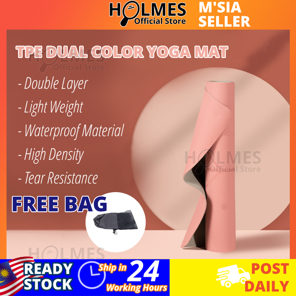 Holmes TPE Yoga Mat Anti Slip Exercise Mat Tebal Soft High Density Anti