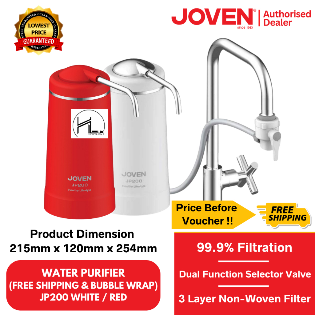 [FREE SHIPPING + BUBBLE WRAP] JOVEN Water Purifier (White / Red) JP200