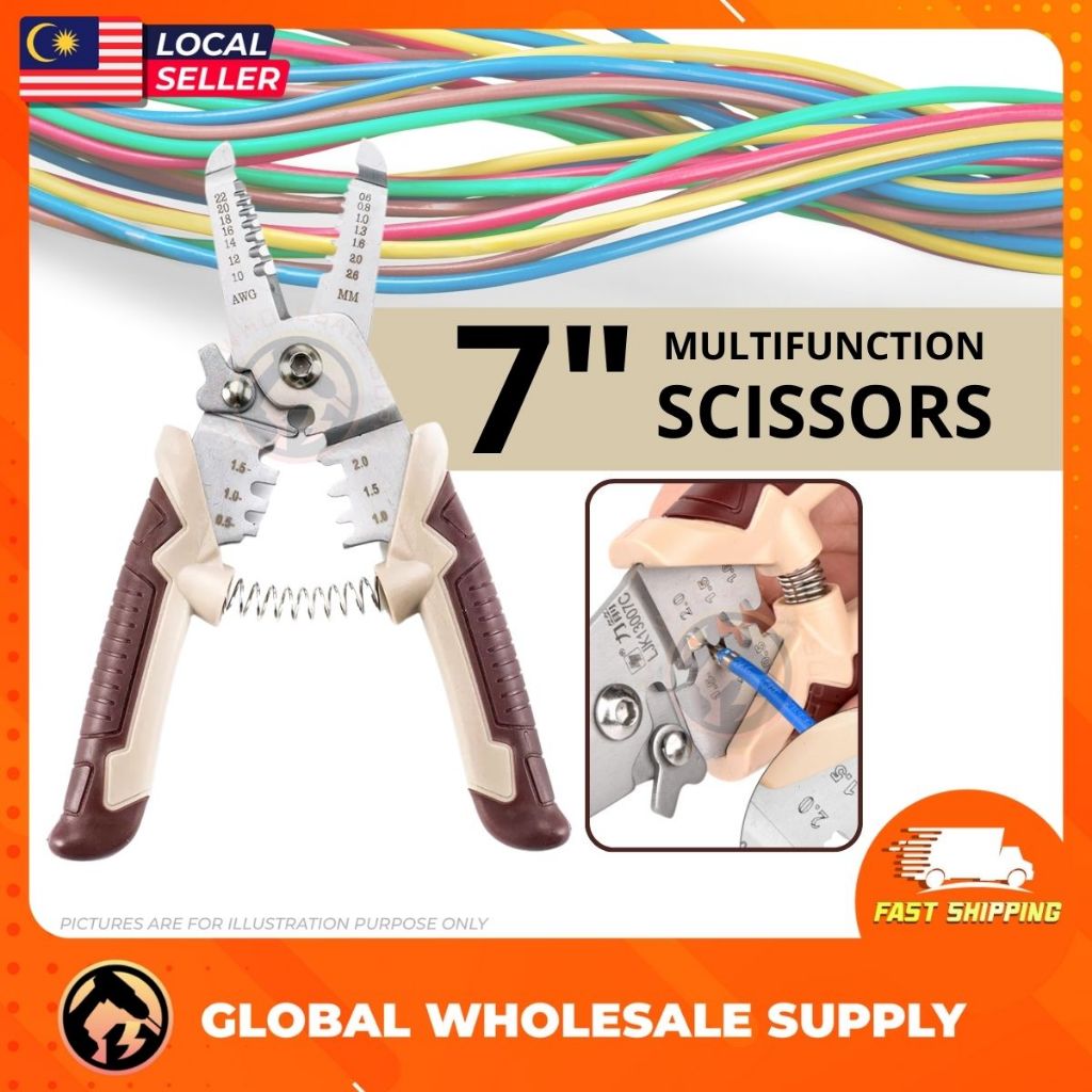 7" Pemotong Wayar Pelbagai Fungsi Multi Wire Cutter Crimping Tool