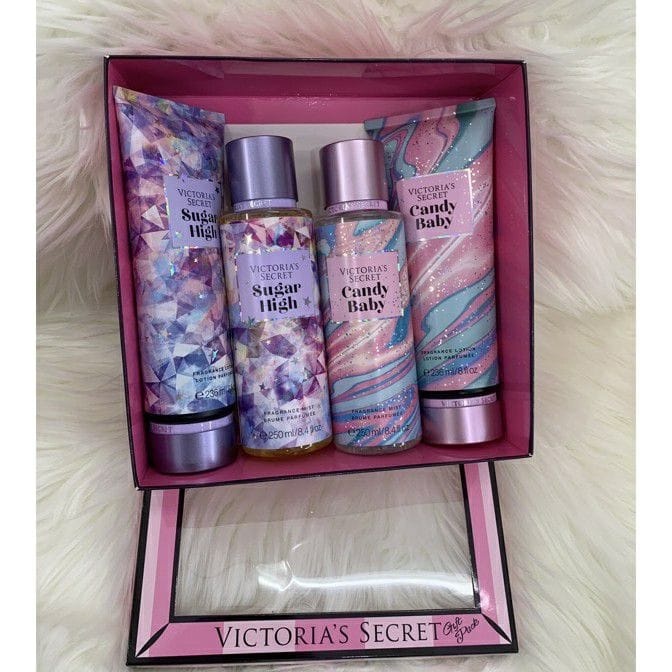 HQ ORI Victoria's secret 4 in 1 set candy Baby body mist and lotion