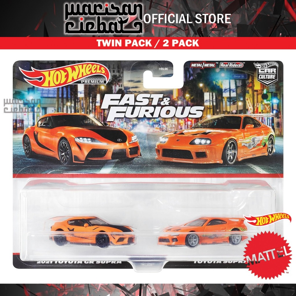 Hot Wheels HKF54 Premium 2-Pack Fast and Furious Toyota GR Supra